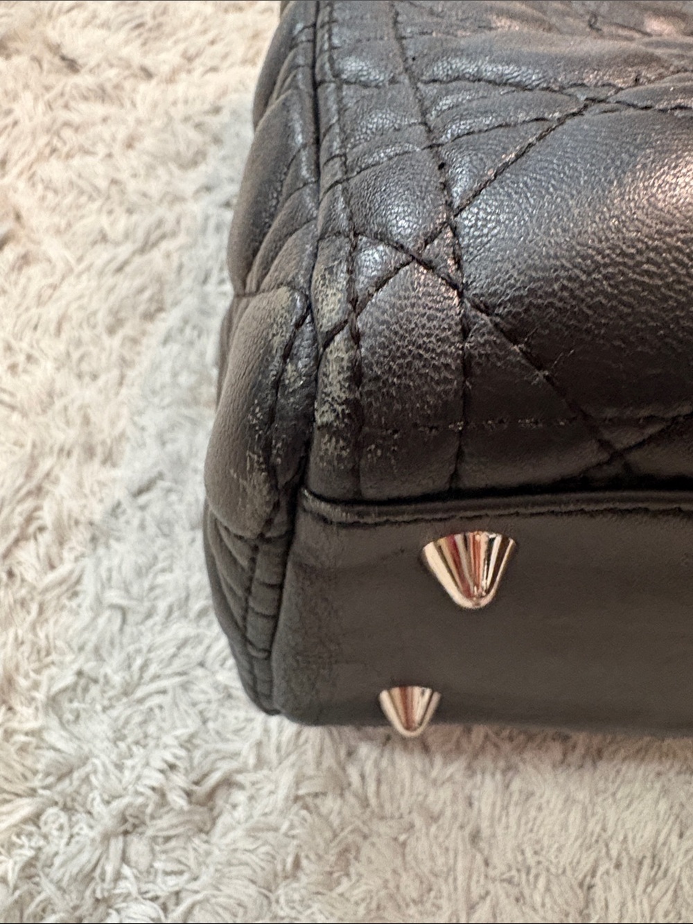 Black Quilted Leather Satchel Handbag - Designer Style - Picture 3 of 13